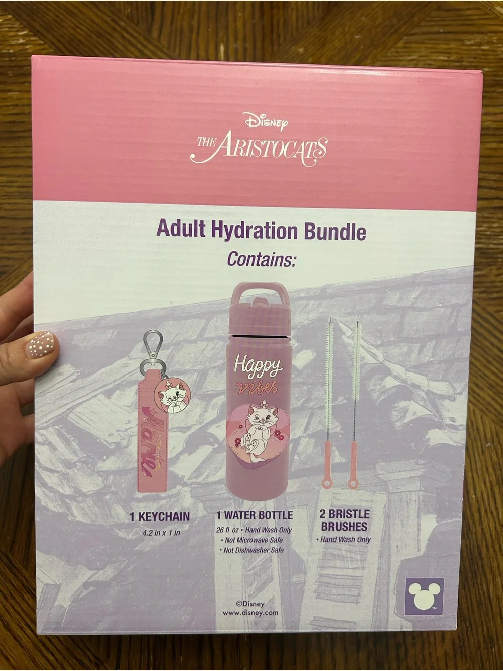 Limited Edition Disney Aristocats water bottle , bristle brushes & keychain set